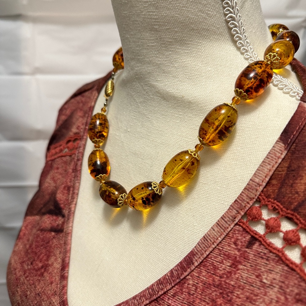 Women’s Amber imitation style necklace Handmade by William Holman